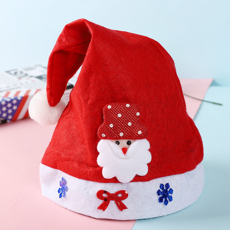 Topi Natal Topi Santa Klaus Dekorasi Natal untuk Anak untuk Tahun Baru Rumah Perlengkapan Pesta Hadiah Santa Klaus