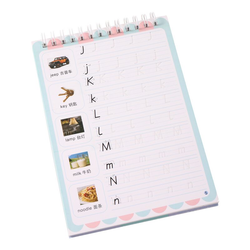 Cuaderno de práctica del alfabeto inglés para niños, escritura a mano, libros de práctica de caligrafía, iluminamiento, libro de conocimiento cognitivo