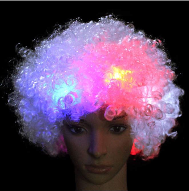 Gorro luminoso con cabeza explosiva para adultos, peluca con cabeza explosiva, tocado con Flash LED, peluca de payaso, suministros para Fans, fiesta, rendimiento, blanco