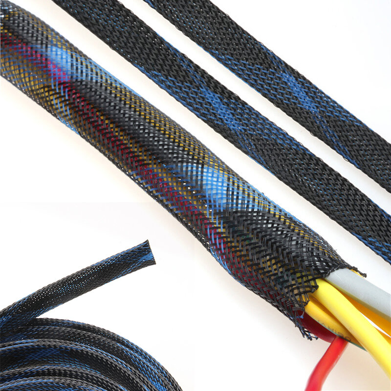 1/5M Insulated Braid Sleeving Tight PET Wire Cable Protection Expandable Cable Sleeve Wire Gland 2/4/6/8/10/12/15/20/25mm