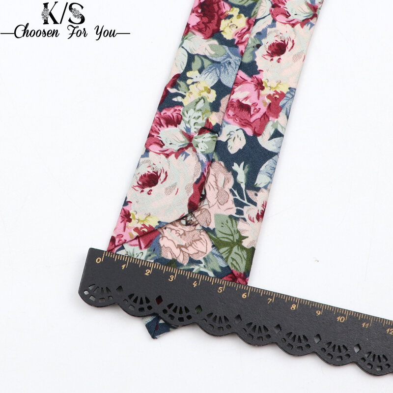 Cravate florale pour hommes, 100% coton, belle fleur, étroite, 6CM, cravate de cou pour fête de mariage, décontractée, costumes imprimés, nouveauté