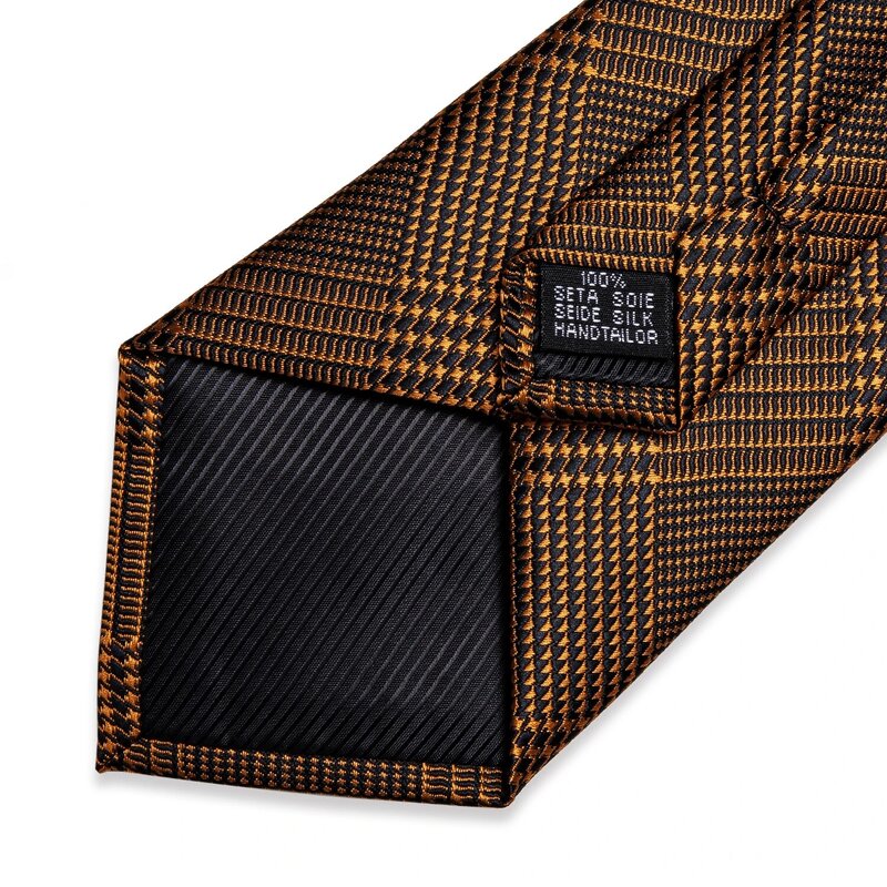 Luxury Houndstooth Black Gold Gray Silver Silk Ties For Men Business Wedding Men's Neck Tie Set Handkerchief Cufflinks Gift
