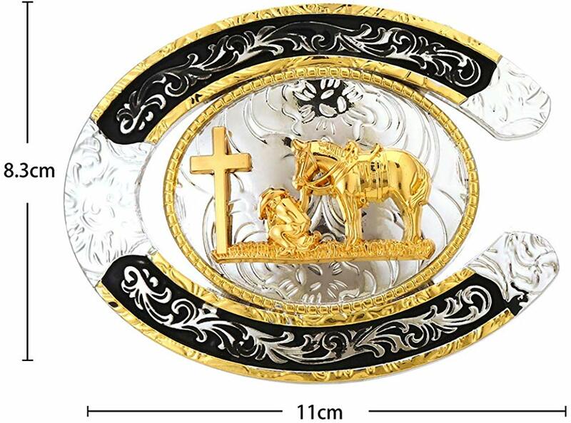U شكل الذهب الصليب الصلاة الحصان مشبك للرجل قبعات رعاة البقر الغربية مشبك دون حزام مخصص سبيكة العرض 4 سنتيمتر