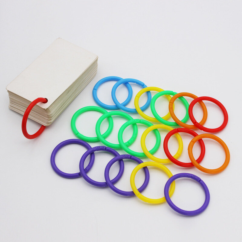 Anillo de hojas sueltas de plástico multicolor de 50 piezas, anillos flexibles para carpetas de cuaderno, álbum de recortes, pila de documentos (7 colores, 28mm/1,1 pulgadas)