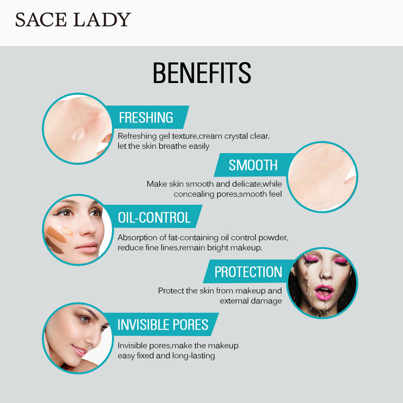 SACE LADY Face Primer Makeup Liquid Matte Base Make Up Oil Control Smooth Fine Lines Pore Cream Brighten Cosmetic Wholesale