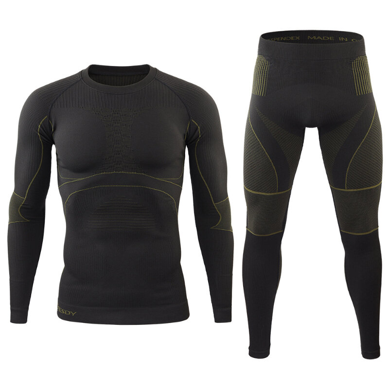New Solid Color Outdoor Sports Cycling Clothes Compression Function, Warm Tight-fitting Wicking Men's Underwear Suit