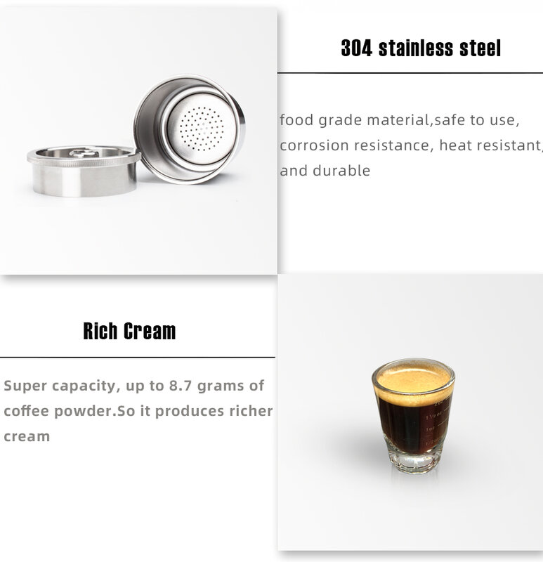 Capsulone metal de aço inoxidável cápsula reutilizável recarregável pod apto para illy máquina café