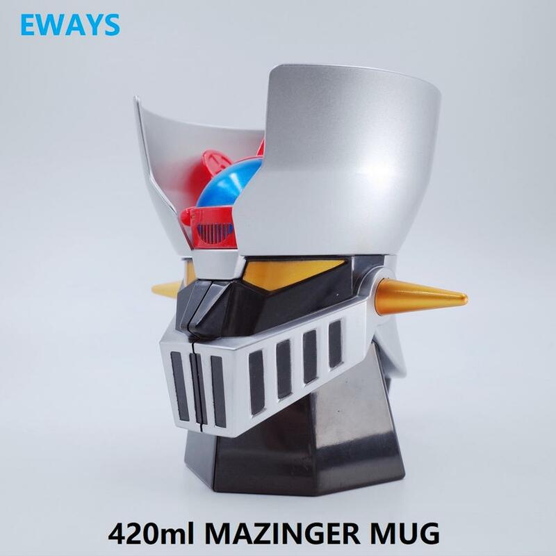 일본 애니메이션 로봇 크리에이티브 만화 MAZINGER Z 420ml PC 스테인레스 스틸 머그잔, 재떨이 2 개 사용 방법, 사무실 커피 음료 컵