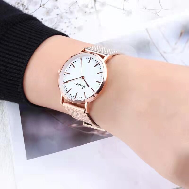 Fashion casual high quality ladies environmental watchband ultra thin simple quartz watch Student women's clothing clock retro