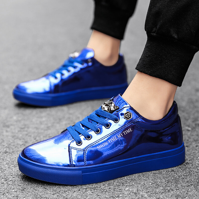 2021 moda uomo blu scarpe glitterate Sneakers Casual in pelle di marca scarpe da uomo da uomo scarpe basse comode appartamenti uomo zapatos hombre