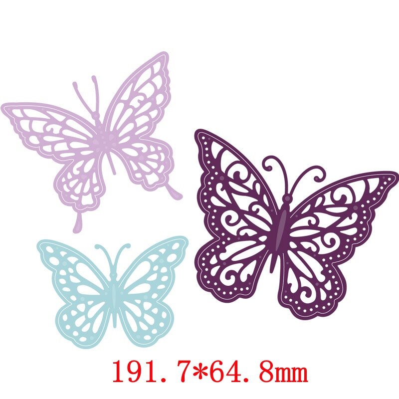 Molde de metal decorativo de borboleta vazada, lindo ornamento de 3 estilos corte de insetos para scrapbooking, cartões de papel diy, gravação de artesanato, novo 2019
