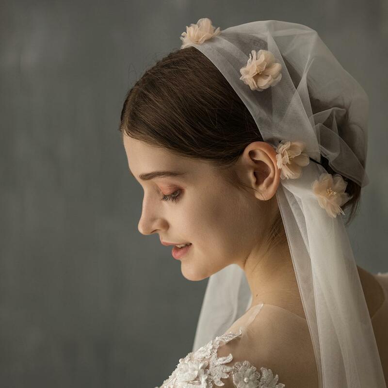 V632 Dolce ragazza di Fiore velo da sposa di cerimonia nuziale puro cattedrale di velo da sposa accessori per la cena delle donne e del partito