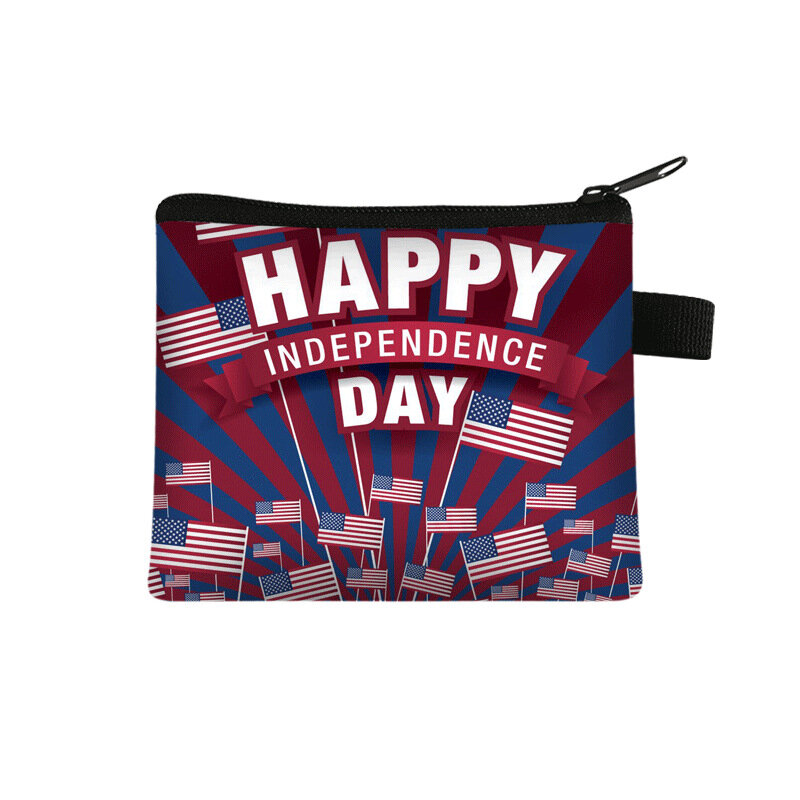 Portamonete Independence Day portafoglio Zero per bambini borsa per carte portatile per studenti borsa portamonete portachiavi in poliestere porta carte di credito