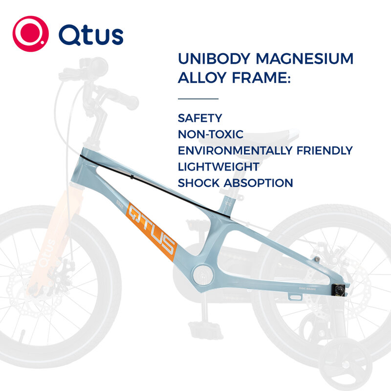 Qtus B2 영양 어린이 자전거, 경주 자전거, Unibody 마그네슘 합금 프레임, ABS 디스크 브레이크, PU 조절 안장, 에어 타이어