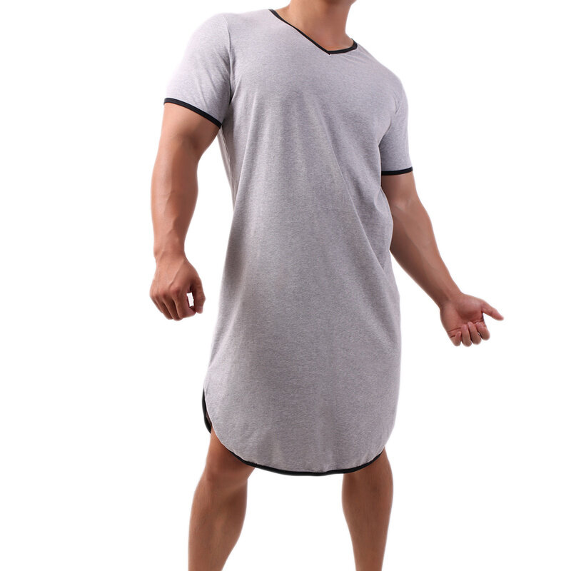 New Mens Onesie Sleep Robes Short Sleeve One Piece Pajamas Cotton Casual Homewear Nightgown Mens Bathrobes Sleepwear Nightwear