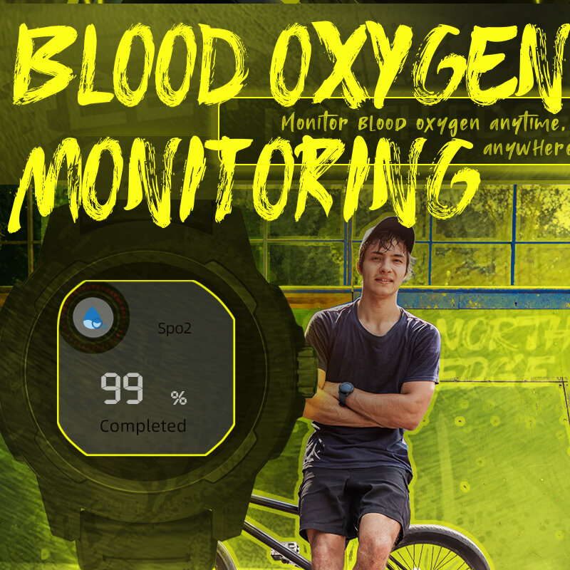 NORTH EDGE Relógio inteligente masculino Frequência cardíaca, pressão arterial e monitoramento de oxigênio Multi-função Ladies Sports Watch para Android ISO