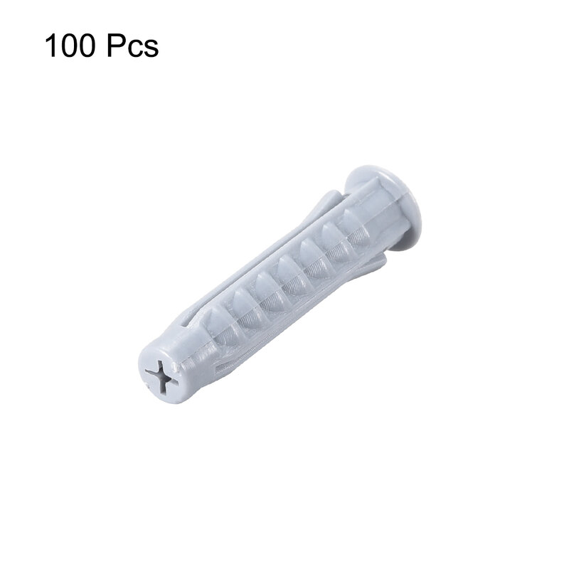 uxcell 100pcs 6mmX30mm Plastic Expansion Pipe Column Concrete Anchor Wall Plug Gray  for Home Garden DIY Application