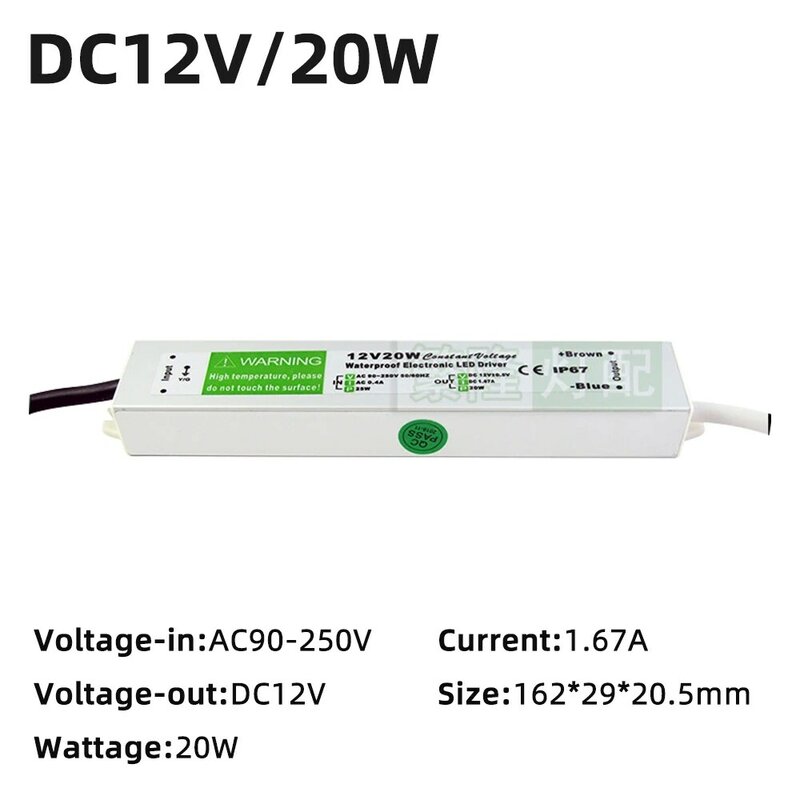 DC12V DC24V Constant Voltage LED Driver Input AC85-265V 10W 15W 20W 36W LED Power Supplies IP67 Waterproof Lighting Transformer