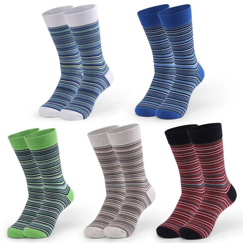 5 Pairs Large Colorful Striped Men's Cotton Socks Gradient Happy Mid Calf Man Thick Warm Sock High Quality Calcetines EU45 46 47