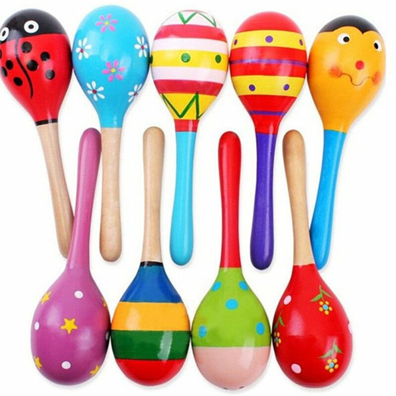 Sonajero de martillo de madera para bebés, instrumentos musicales para niños, juguetes vocales coloridos lindos para niños pequeños en edad preescolar