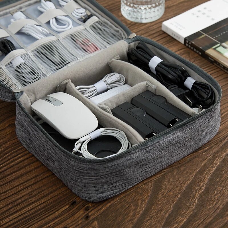 旅行用防水デジタルオーガナイザーバッグ,USBケーブル付き多機能収納ポーチ,大容量バッテリー,ガジェットキット