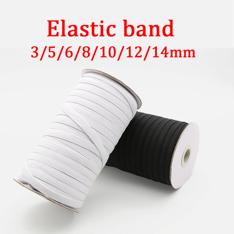 3/4/5/6/8/10MM Weiß/schwarz Flache Elastische Bands Elastische gummi band hochzeit Bekleidungs elastische band für DIY nähen Stretch Seil acces