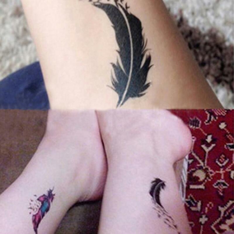 Waterproof Temporary Tattoo Sticker Bird Wind Goosey Feather Tattoos Lip Print Body Art Arm Fake Sleeve Temporary Tatoo Women