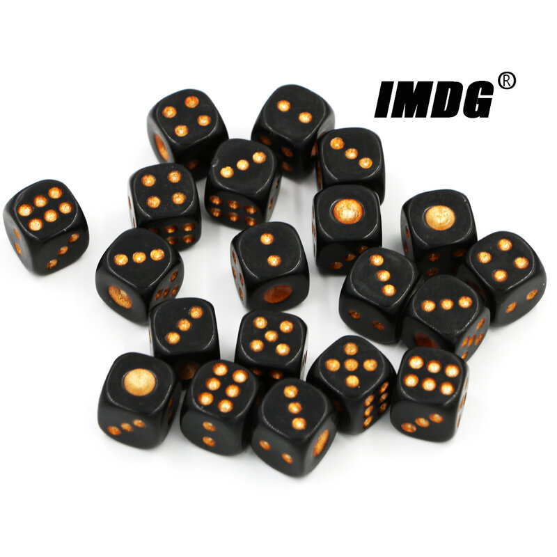 20pcs/Pack Acrylic Black Gold Dots Dice 13mm Blue #13 Round Corner High Quality Boutique Bar Dice