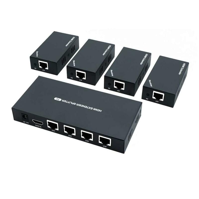 1X4 HDMI Extender Splitter Lebih Cat5e/Cat6/Cat7 Kabel Ethernet Hingga 50M/165ft-EDID Manajemen & Bi-Directional IR Remote
