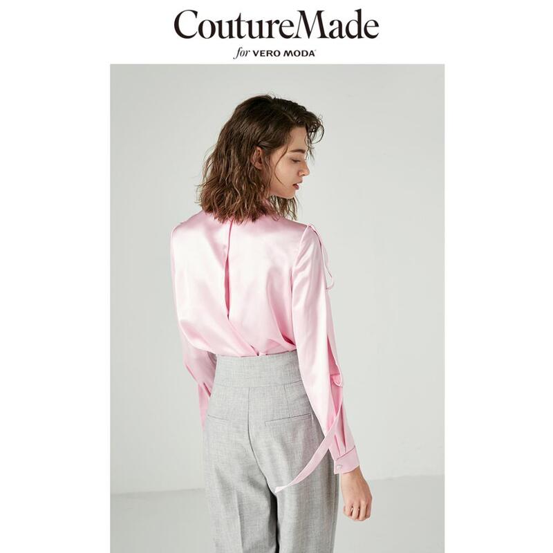 Vero Moda Women's CoutureMade Pointed Collar Ribbons Drapery Shirt | 318405513