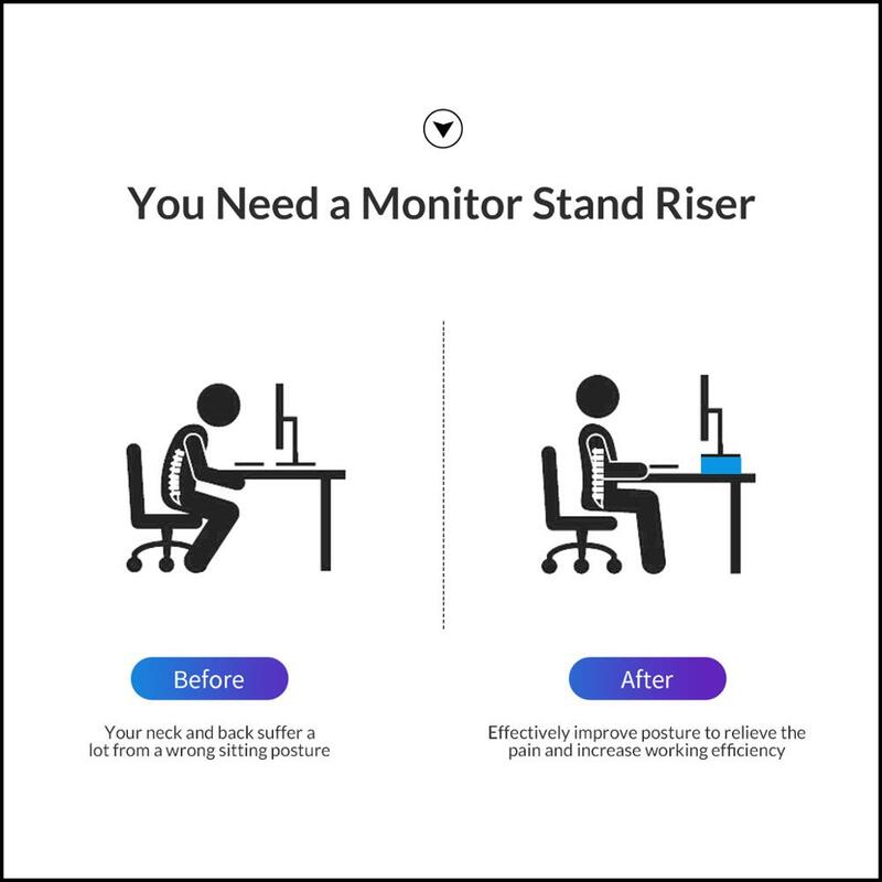 Orico-suporte de monitor multifuncional, riser, desktop, suporte, com 3 gavetas, caixa de armazenamento, organizador para home office, laptop, pc