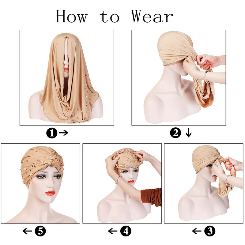 Tampas Hijab internas de camurça muçulmana para mulheres, envoltório de cabeça, lenços, turbante, monocromático, feminino, chapéu indiano