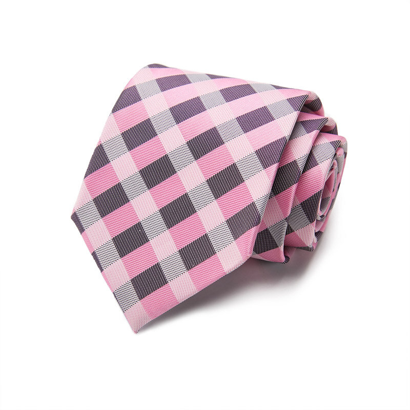 Wedding Pink Plaid Necktie  Silk tie skinny 7.5cm Floral Necktie High Fashion Paislty Ties Set Neckties Mens Classic Ties