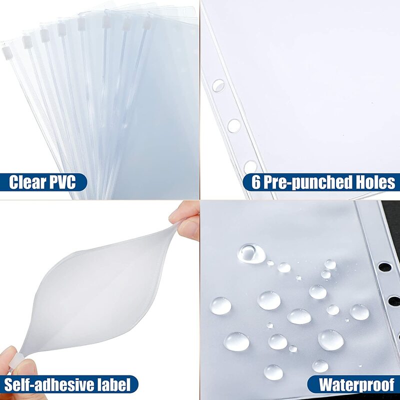 28 Pcs A6 Binder Budget Envelopes PVC Shell Sequins Notebook Cover, with Zipper Pockets,Budget Sheet,Color Stickers,Scale Ruler