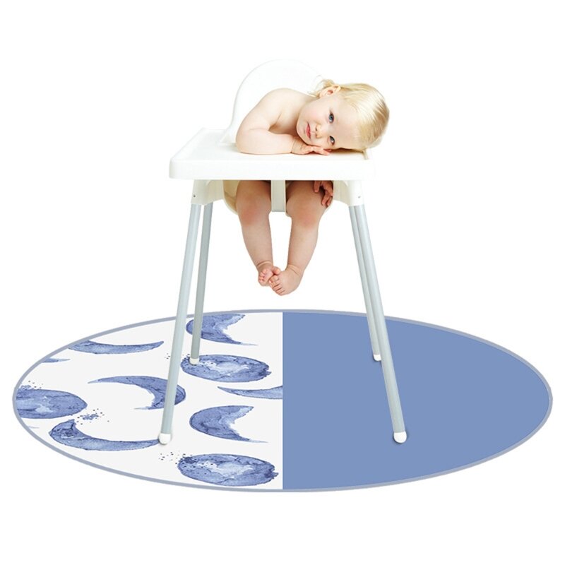 Highchair Floor Protector Mat Anti-Slip Silicone Spot Mat Baby Eatting Mat Kids Round Floor Crawling Play Mat 