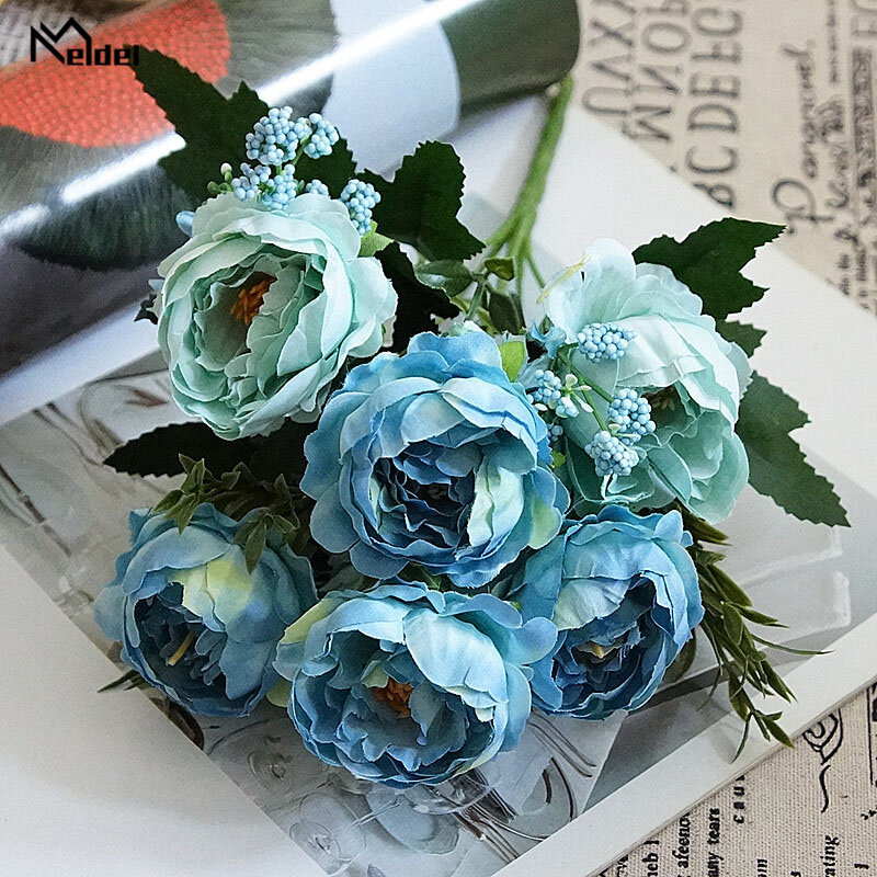 Meldel-Bouquet de mariage, fleurs de pivoine artificielles, 7 têtes, porte-demoiselles d'honneur, bricolage à domicile, boutique