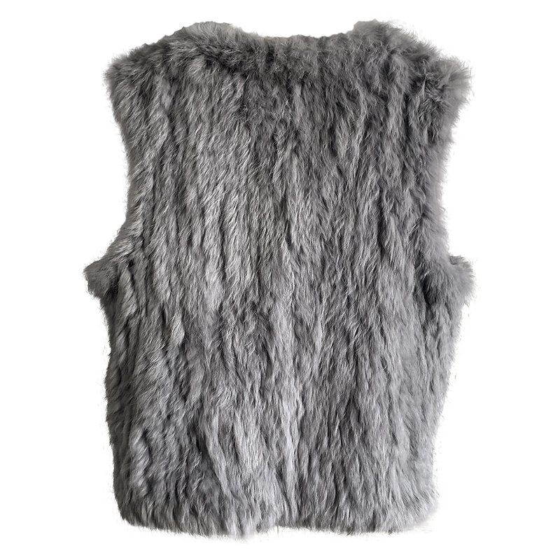 rabbit fur vest women 's V-neck collar knit handmake genuine fur coat female casual fur vest 2020 new