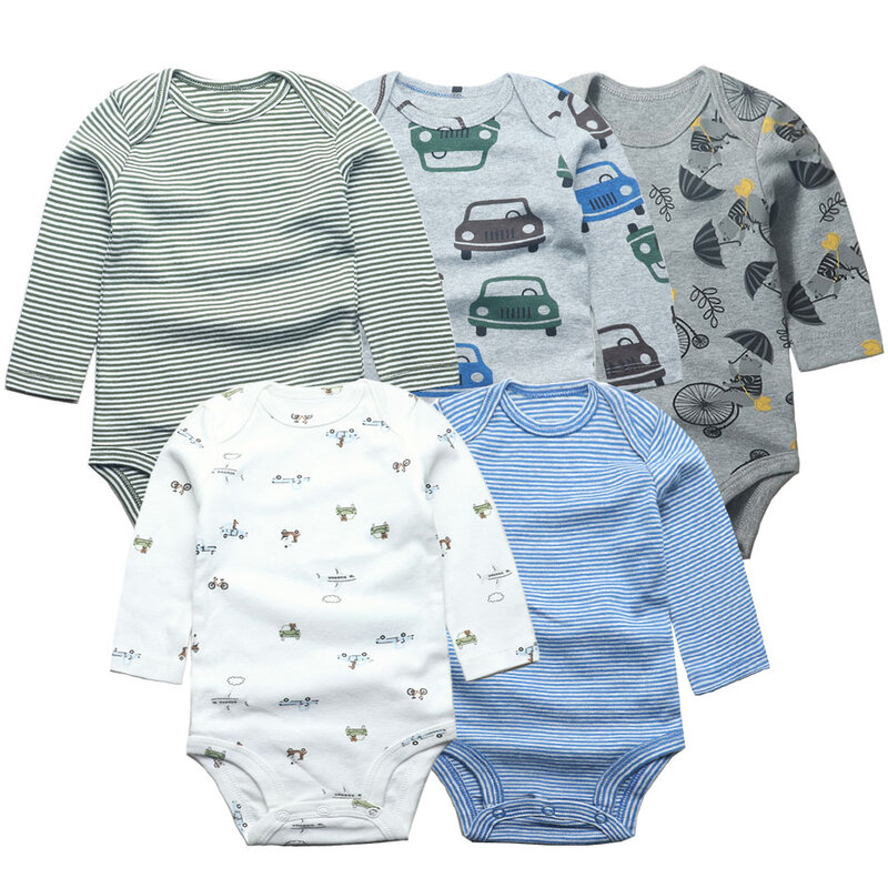 Spring Autumn Baby Bodysuits 3/4/5PCS Long Sleeve Baby Boy Girl Clothes 100% Cotton Newborn Body Infant 0-24Month Bebe Jumpsuit