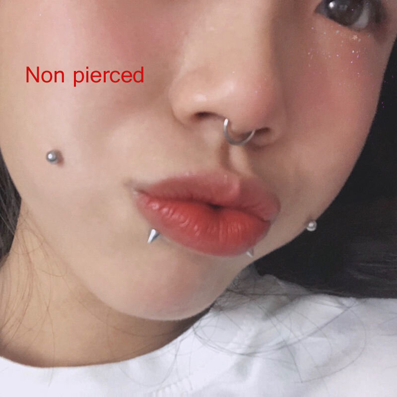 New Arrival Fake Lip Ring Stud Fake Nose Ring Eyebow Ring Dimple Sticker Face Piercing Body Jewelry Stainless Steel 20PCs Ball