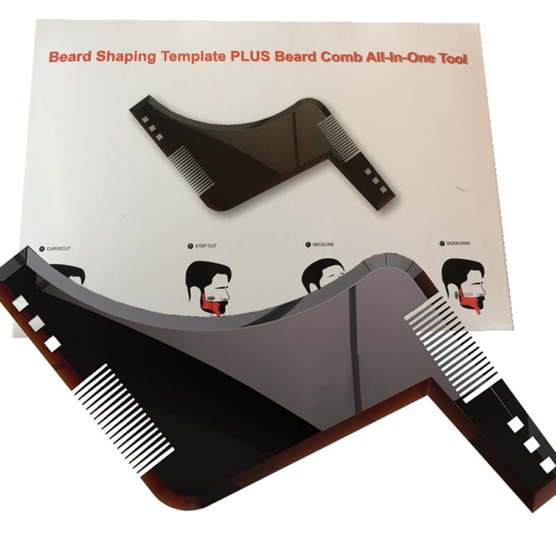 Hot 1PCS High Quality Beard Shaping Styling Template PLUS Beard Comb All-In-One Tool ABS Comb for Hair Beard Trim Template