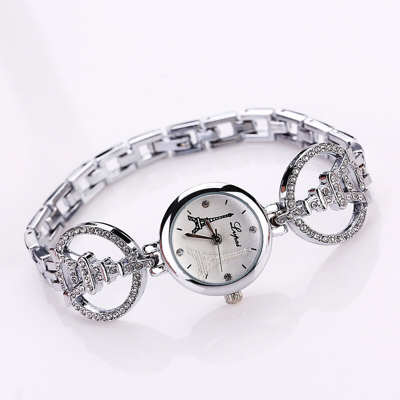Women Watches  Luxury Brand Ladies Romantic Eiffel Tower Watch Diamond Bracelet Clock Femme Relojes mujer WM1086