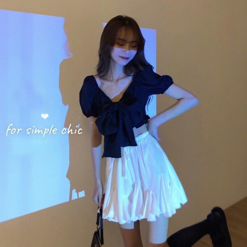 Minigonne donna solido minimalista impero tempo libero estate All-match elegante studente stile coreano elegante Streetwear Chic College