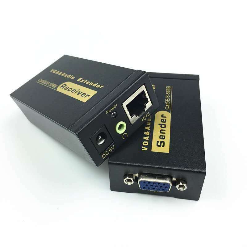 Cat5e/6 케이블로 오디오가있는 VGA UTP extender VGA AV extender 리피터 오디오 전원 어댑터가있는 최대 100M