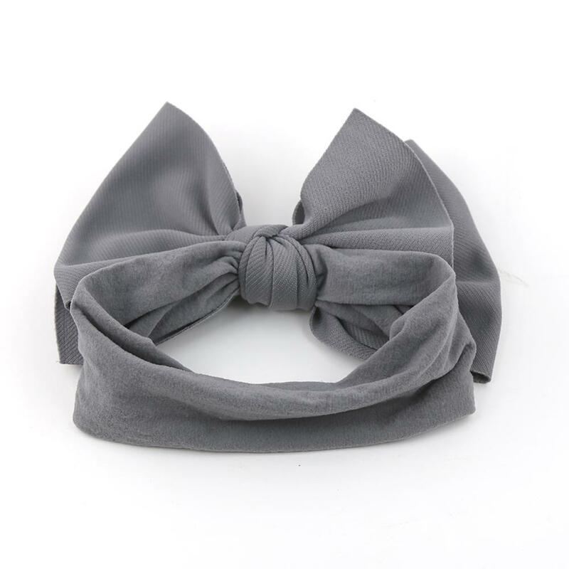 Solid Turban Nylon Headband High Elastic Bow Top Knot Headwrap For Baby Girls Toddler Hair Bands Fashion Kids Hair Accessories