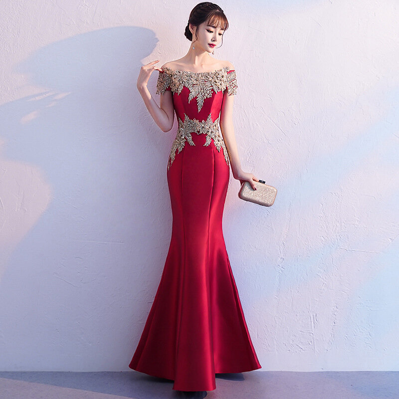 Oriental vestido de noite estilo chinês moda qipao sexy longo sereia cheongsams vestidos S-XXL