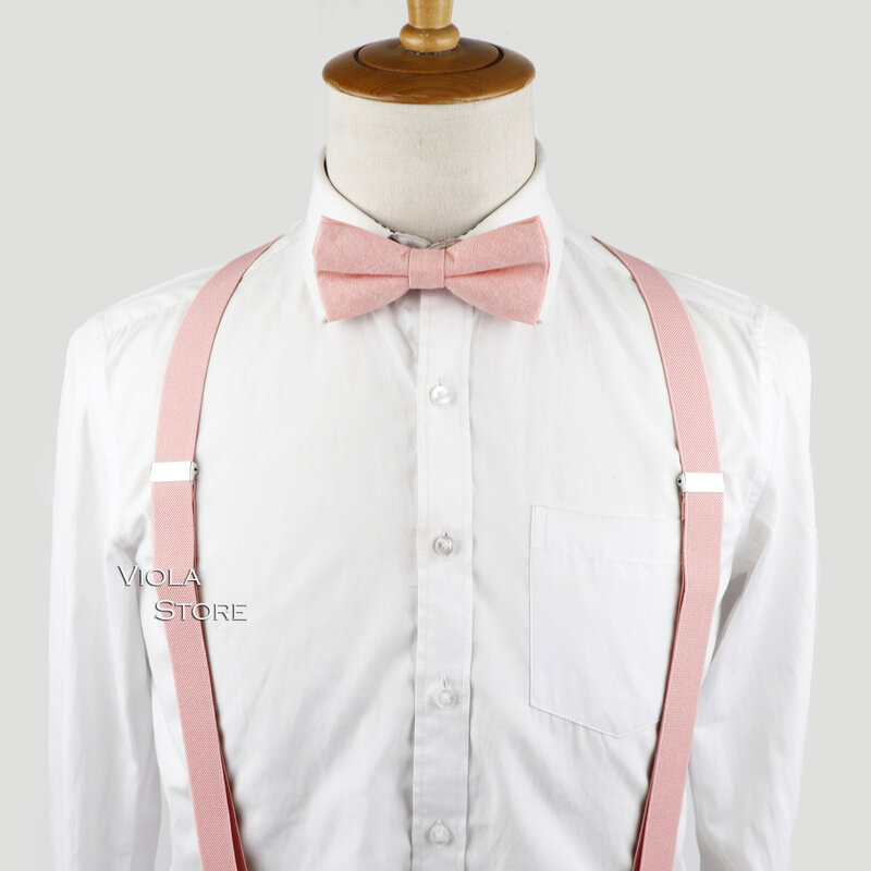 Vải Lanh Cotton Chắc Chắn Suspender Bowtie Bộ Nam Nữ Cậu Bé Gái Trẻ Em Cưới Y-Dây Lưng Nẹp Bướm Cho quần Váy