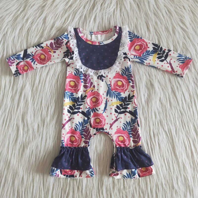 Newborn Infant girls Baby Romper Jumpsuit Infant Children's Lovely Flower printed Long Sleeve Outfits Spring Autumn Clothes