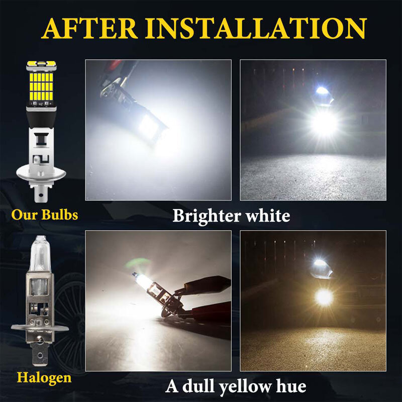 Luz LED antiniebla H1, LED H3, led H4, H7, 9005, hb3, led 9006, hb4, Led 4014, Chips 45SMD, lente de bombilla, cc 12V, Bombilla de coche, lámparas LED, 1 ud.
