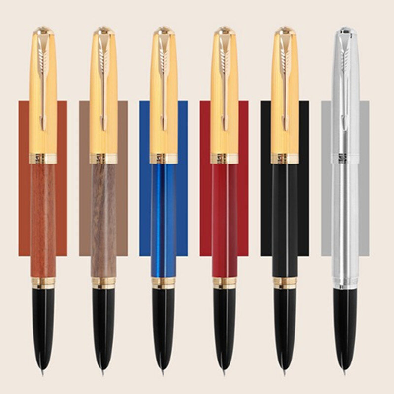 Jinhao 85 penna stilografica in metallo/legno cappuccio dorato pennino Extra Fine 0.5mm penna inchiostro