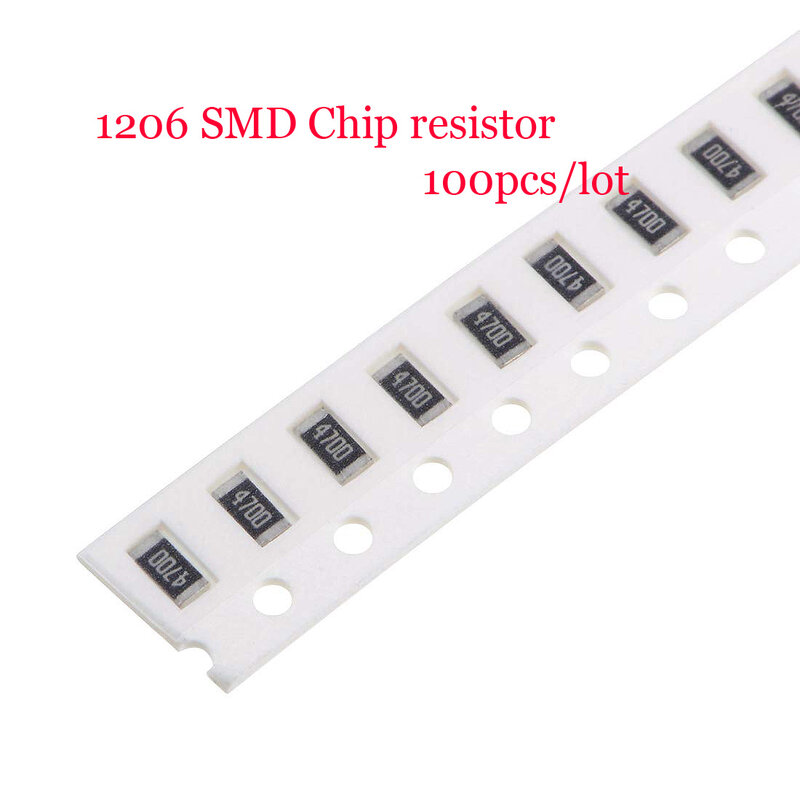 100Pcs 1% 1206 1 0R -10M SMD Chip resistor Fixo 2.2 2 51 100 220 330 470 510 ohm 1.5K K 5.1K 8.2K 1 51K 100K 220K 3.3M 4.7m M 10M